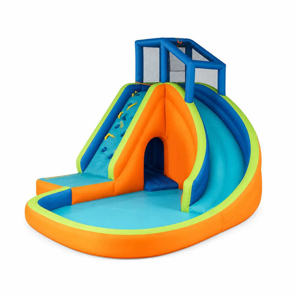 Castillo Inflable y Tobogán Acuático con Piscina para Niños PVC Naranja/Azul