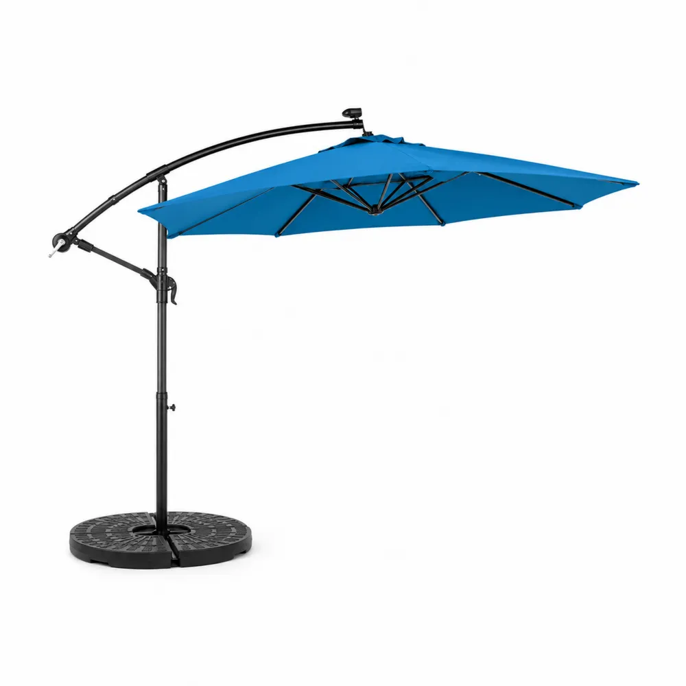 Sombrilla voladiza de acero con tela de poliéster azul 3m