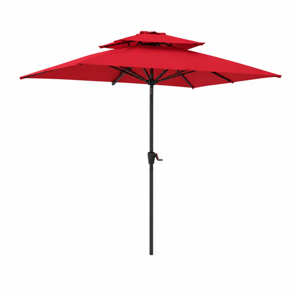 Sombrilla de Tela de Poliéster Roja con Estructura de Metal de 300 cm