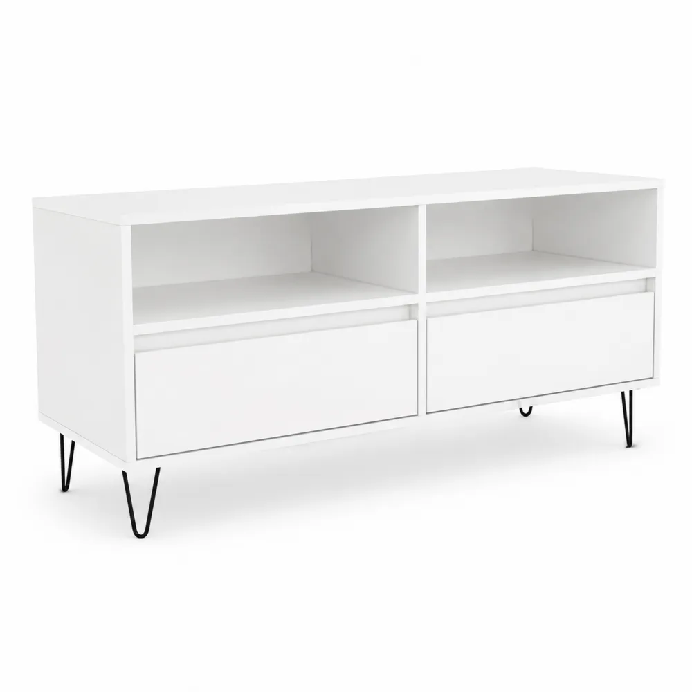 Mueble de TV de Madera y Metal Blanco 120x40x60 cm