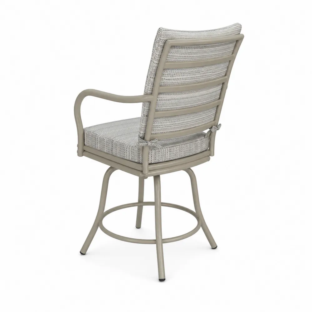 Silla Giratoria de Aluminio para Exterior con Cojín de Poliéster Gris