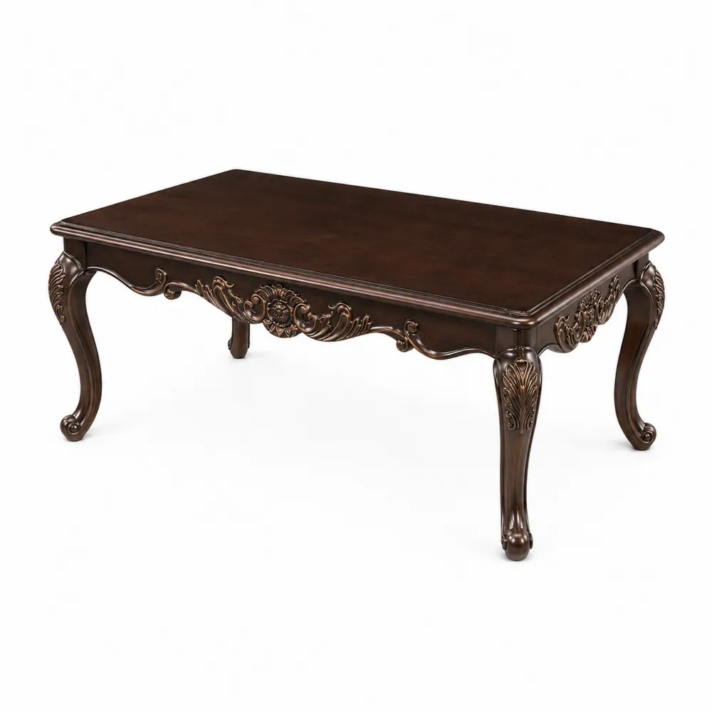 Mesa de centro de madera tallada Marrón