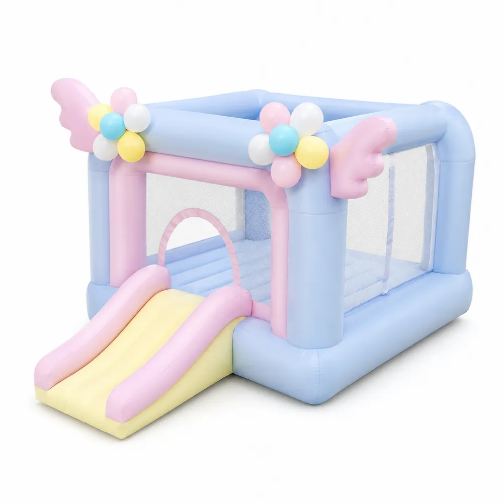 Castillo Hinchable de PVC con Tobogán para Niños Colores Pastel