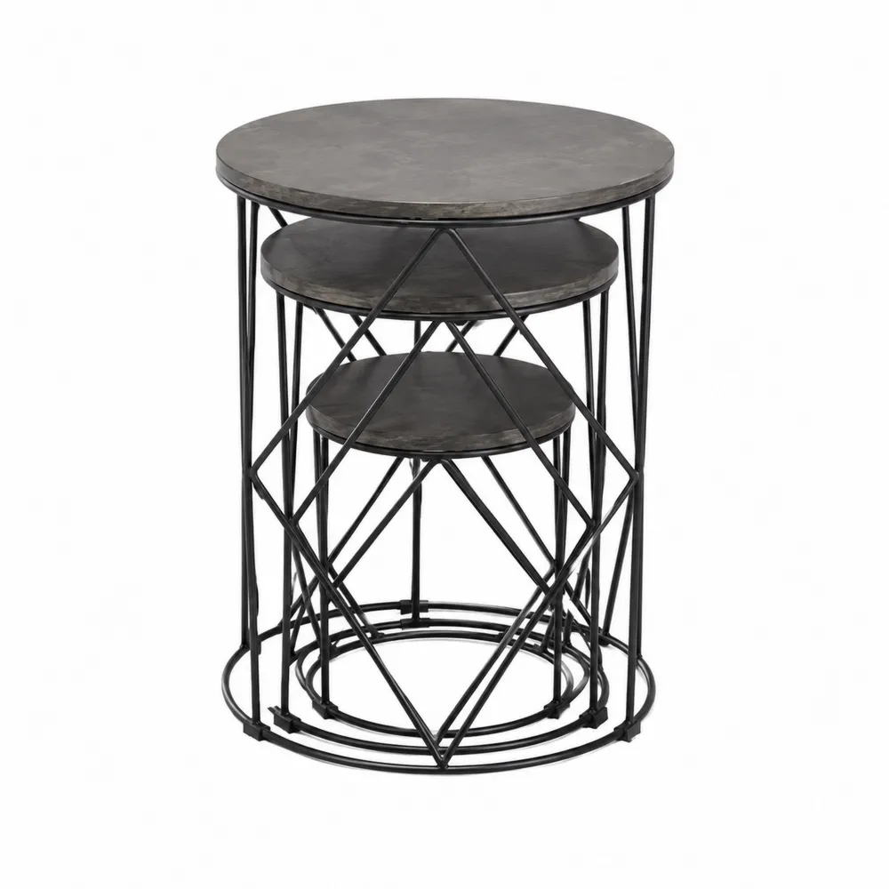 Conjunto de mesas nido de metal y madera