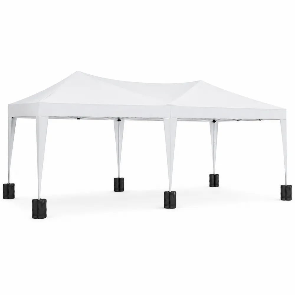 Toldo Plegable de Acero y Poliéster 6x3m Blanco