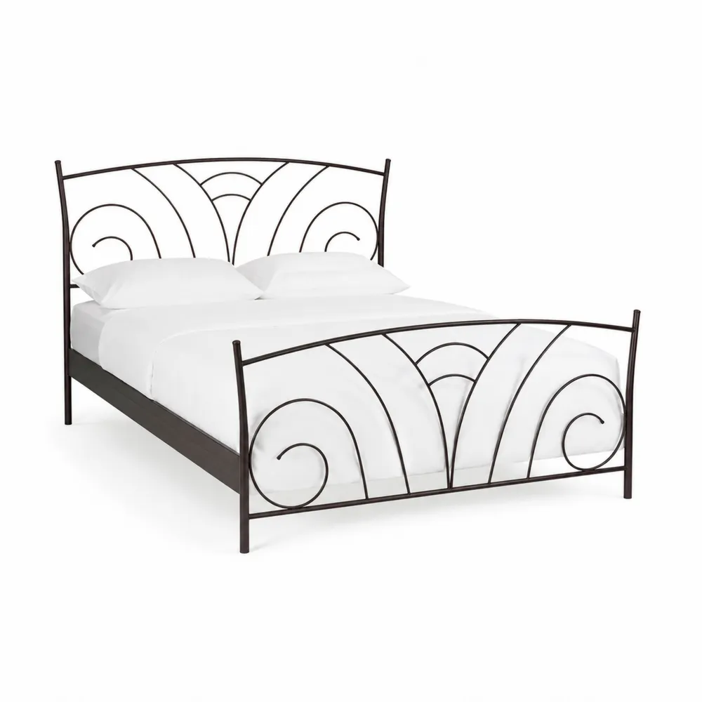Cama de metal negro con diseño en espiral 200x160 cm