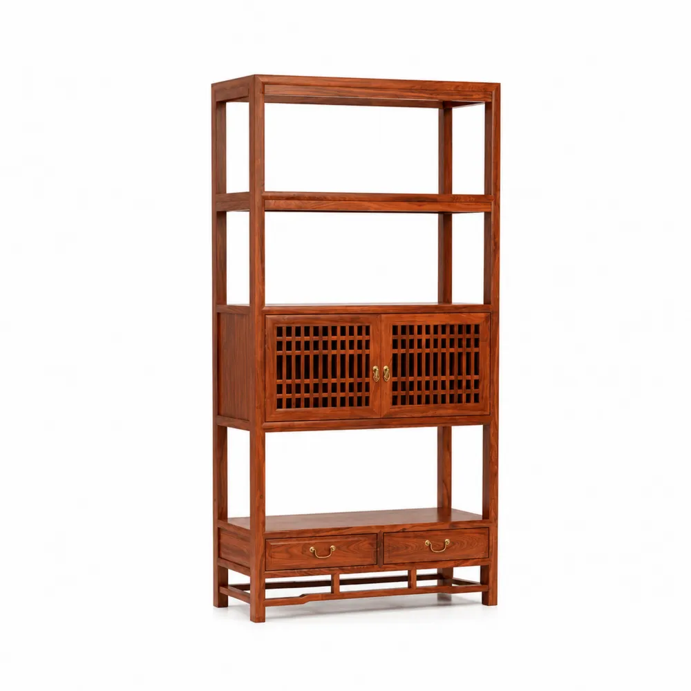 Estantería de Madera de Acacia con Puertas de Rejilla, 180x90x35 cm