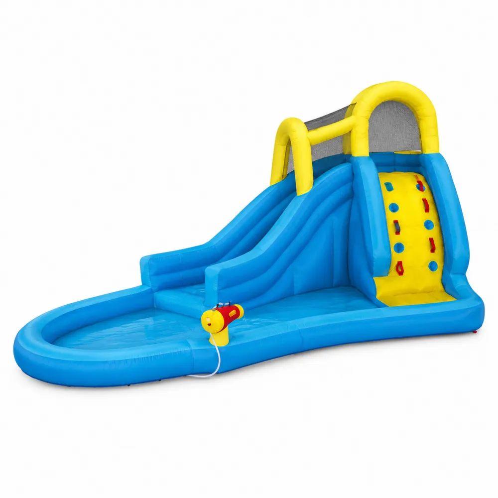 Tobogán Inflable con Piscina y Escalador Azul/Amarillo