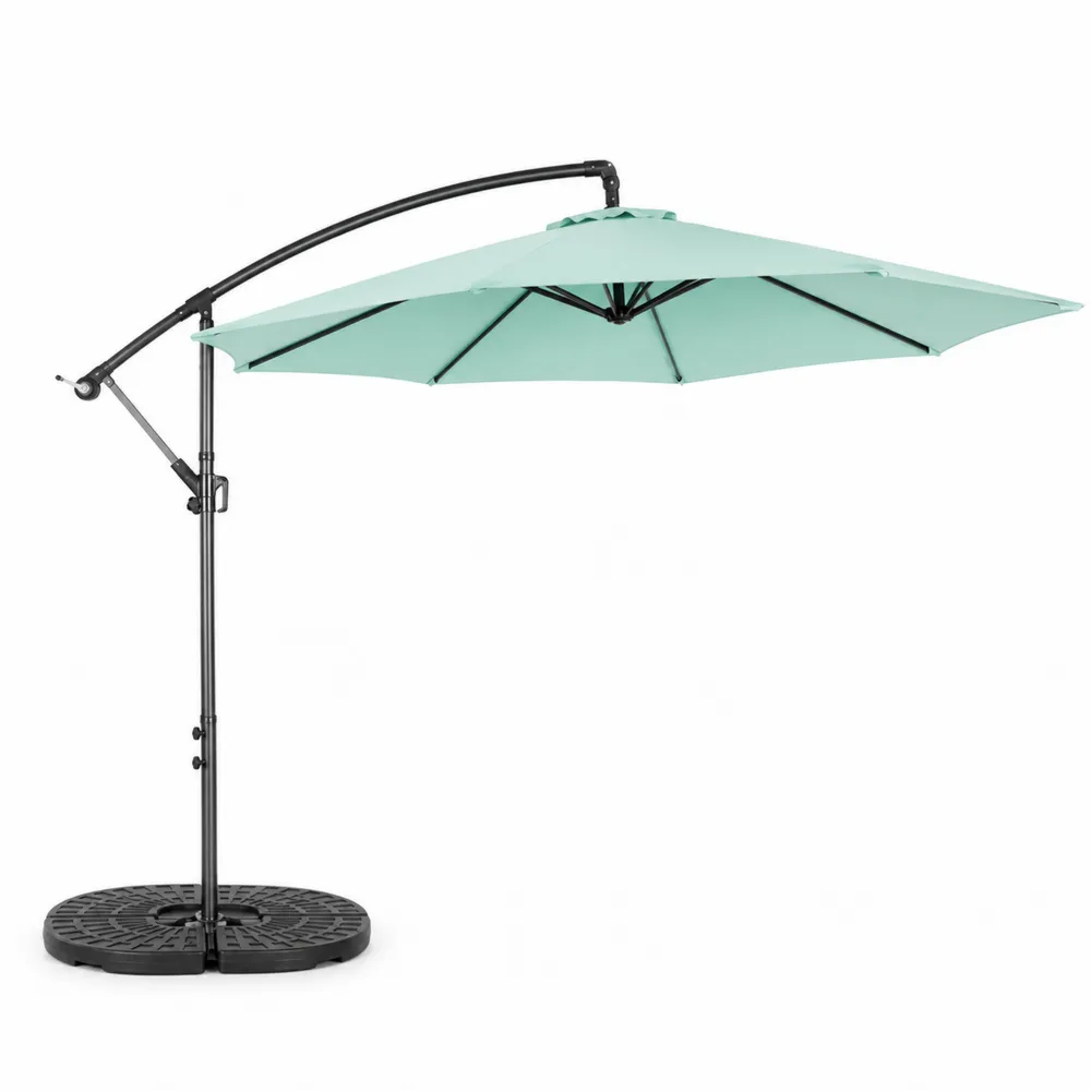 Parasol voladizo de jardín 3m poliéster verde estructura de acero