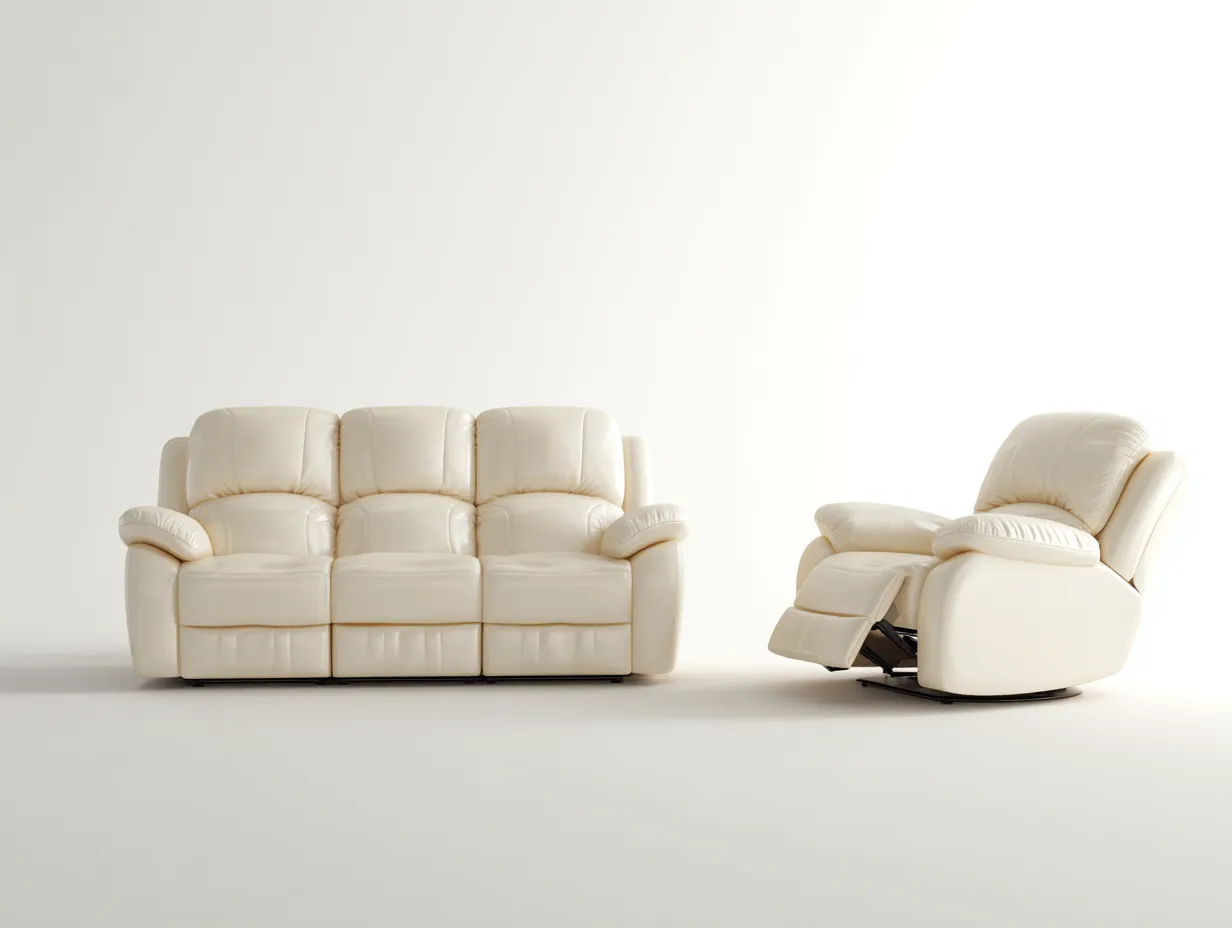 Set divani - pelle sintetica - 212 x 96 x 105 cm - beige chiaro - stile moderno-Movoranihome