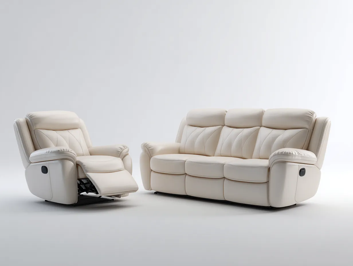 Set divani - pelle sintetica - 208 x 94 x 103 cm - beige chiaro - stile moderno-Movoranihome
