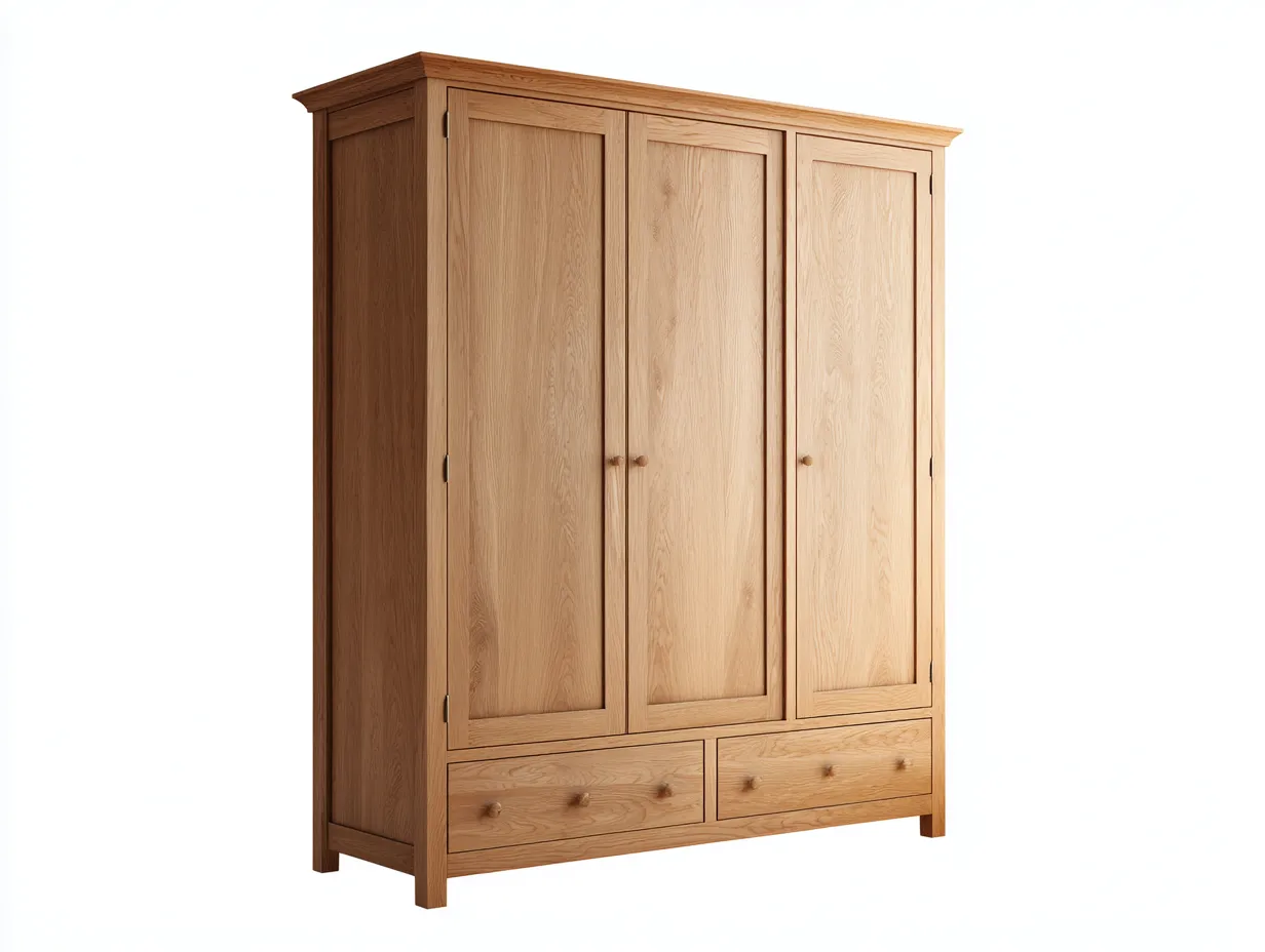 Armadio a 3 ante - legno - 148x64x200 cm - rovere naturale - stile classico elegante-Movoranihome