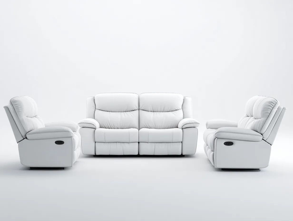 Set divani - pelle sintetica - 184 x 96 x 104 cm - bianco - stile moderno-Movoranihome