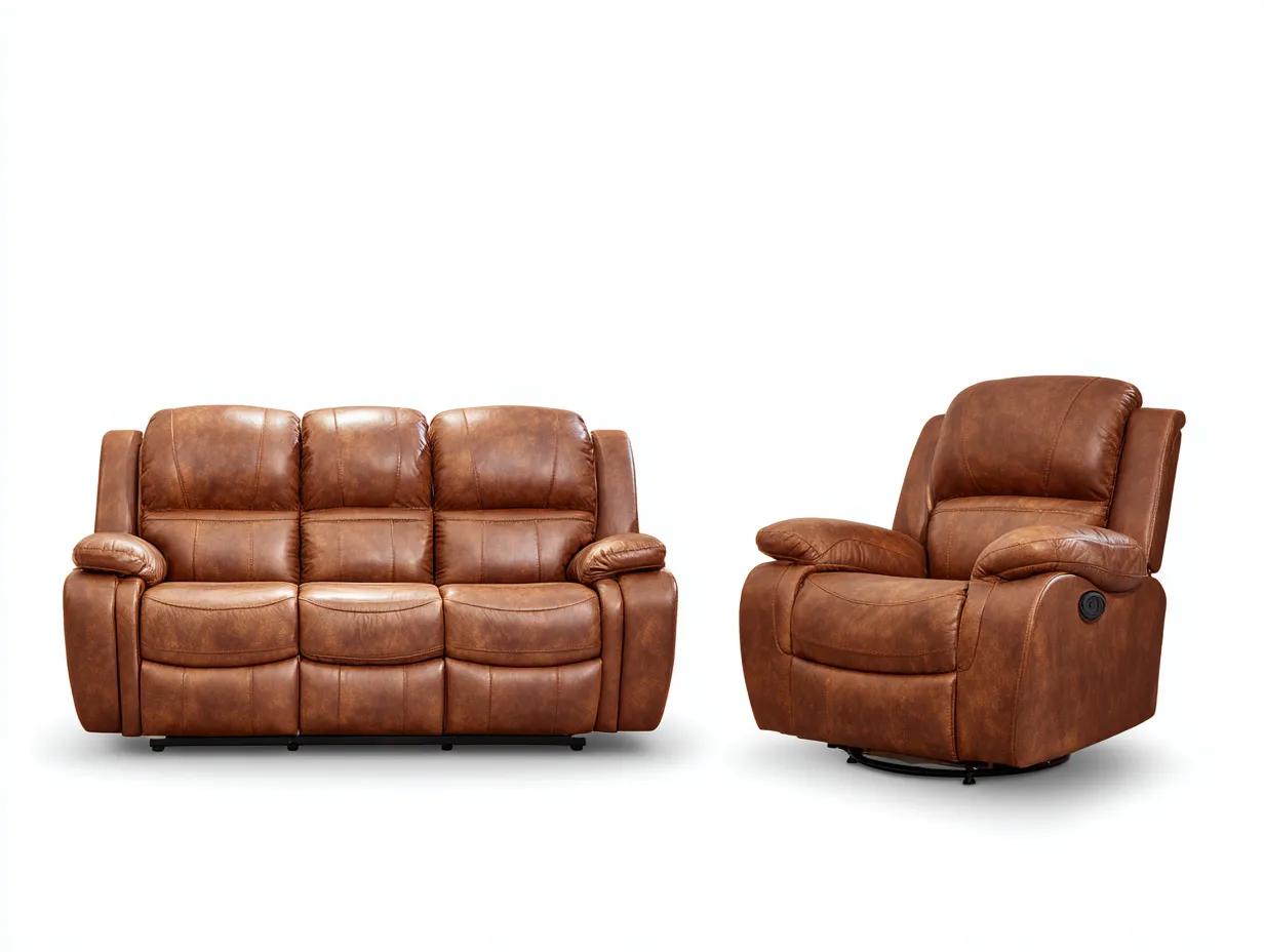 Set divani - pelle sintetica - 202 x 98 x 104 cm - marrone - stile moderno-Movoranihome