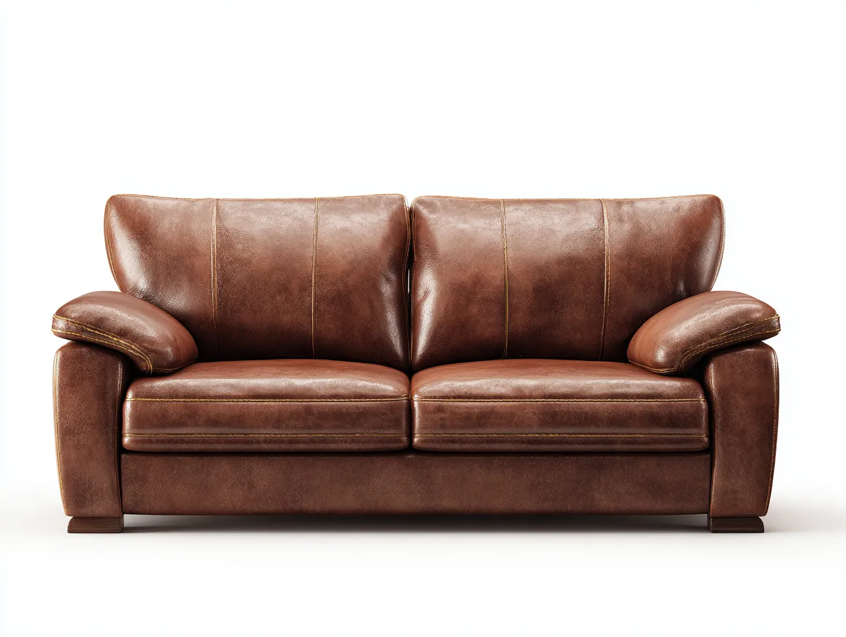 Divano a due posti-Pelle sintetica-168 x 92 x 86 cm-Marrone-Stile classico-Movoranihome