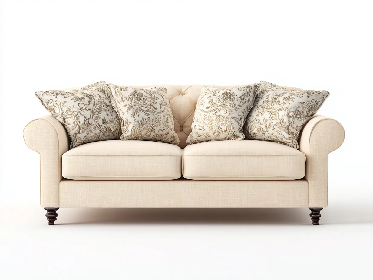 Divano a due posti - tessuto-legno - 170x90x88 cm - beige chiaro - stile classico-Movoranihome