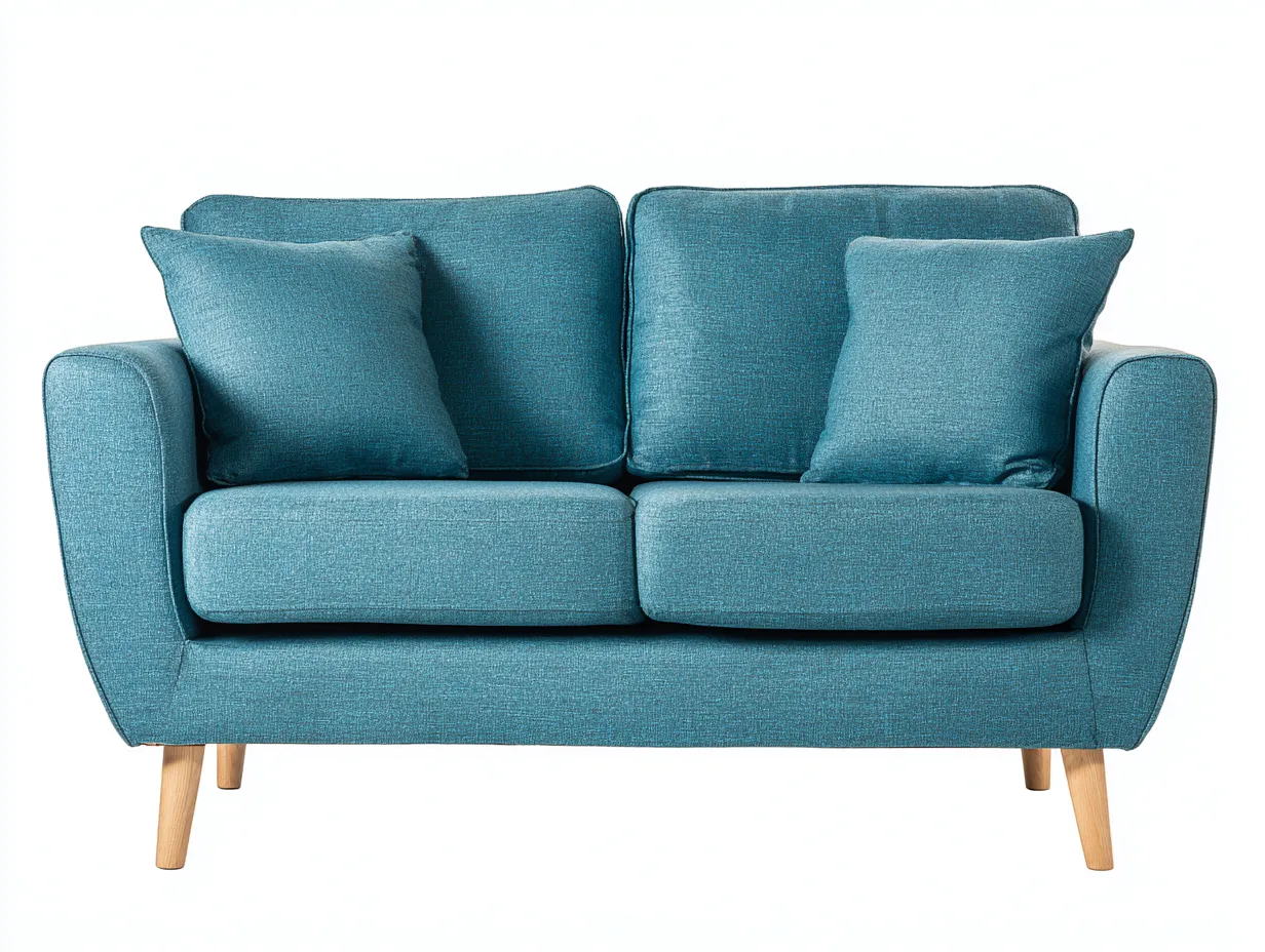 Divano a due posti - tessuto-legno - 158x86x83 cm - blu petrolio - stile moderno-Movoranihome