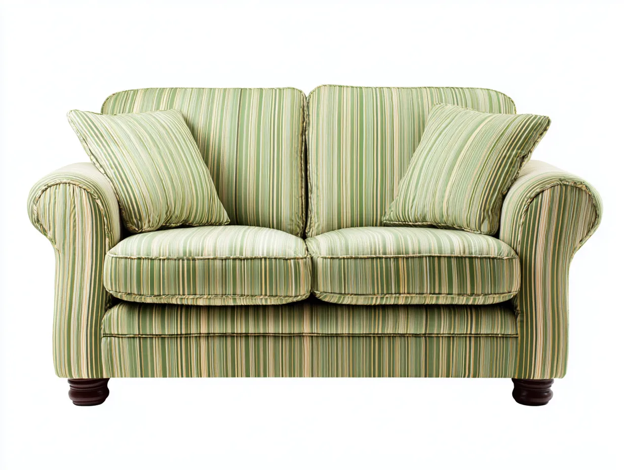 Divano a due posti - tessuto-legno - 160x89x86 cm - verde chiaro a righe - stile classico-Movoranihome