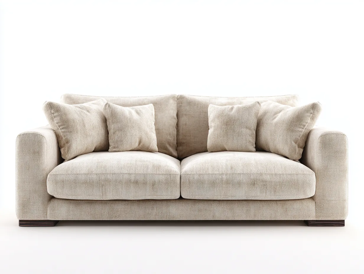 Divano a due posti - tessuto-legno - 176x92x87 cm - beige crema - stile moderno-Movoranihome