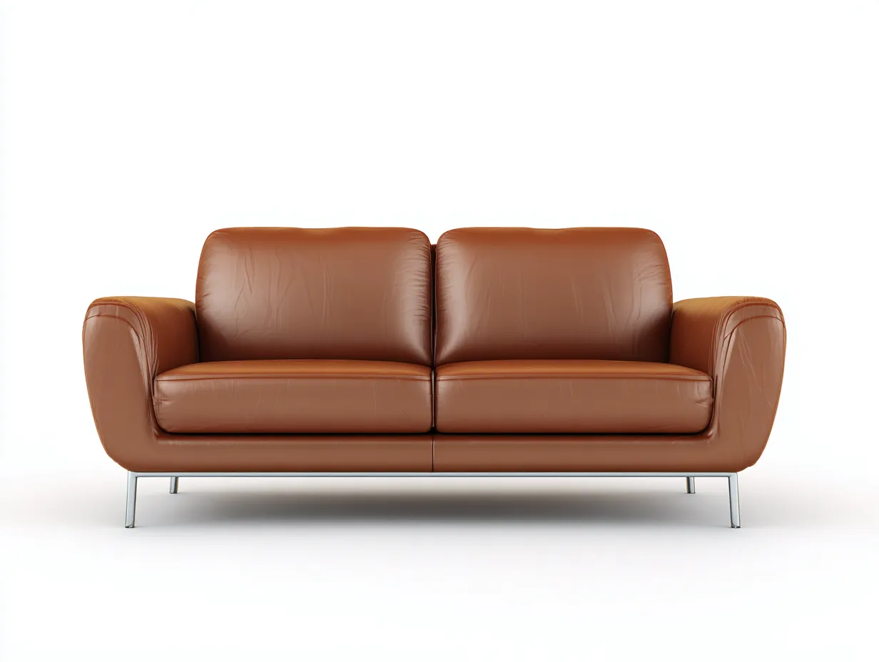 Divano a due posti - pelle-metallo - 172x87x83 cm - marrone - stile moderno-Movoranihome
