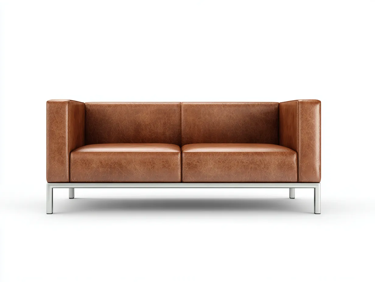 Divano a due posti - pelle-metallo - 180x85x78 cm - marrone vintage - stile moderno-Movoranihome