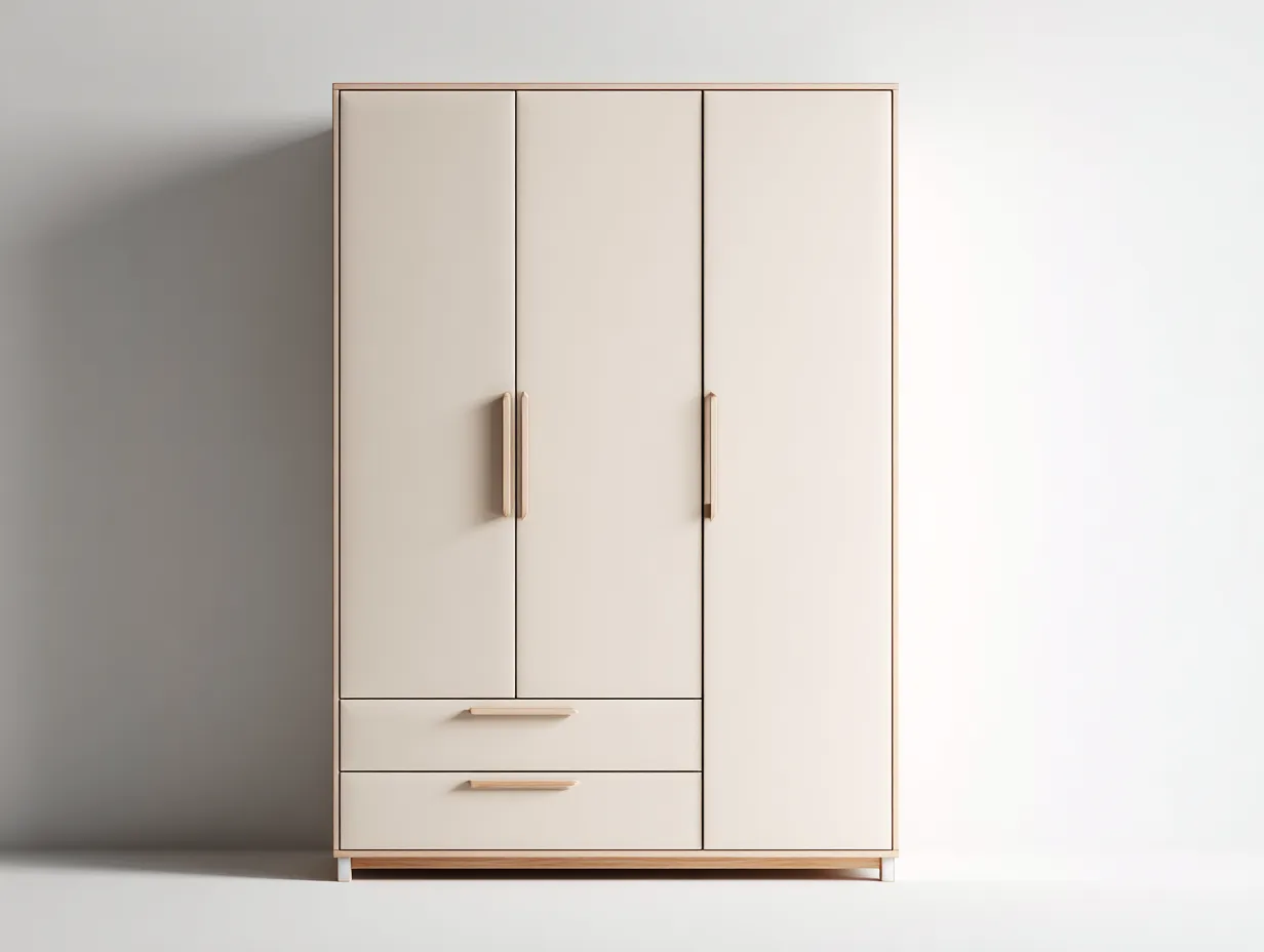 Armadio a 3 ante - legno-MDF - 145x59x198 cm - beige chiaro - stile moderno minimalista-Movoranihome