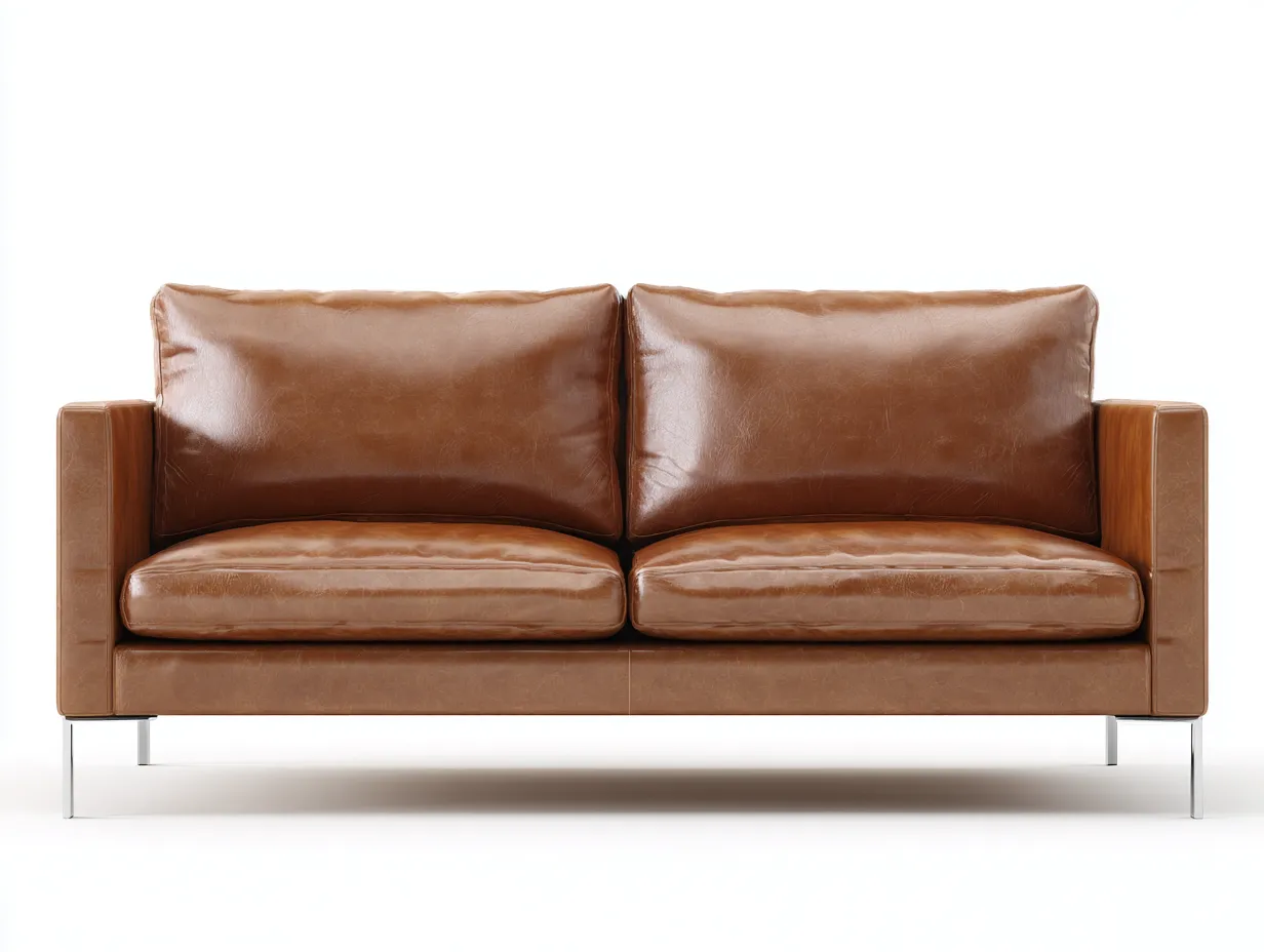 Divano a due posti - pelle-metallo - 174x86x81 cm - marrone cognac - stile moderno-Movoranihome