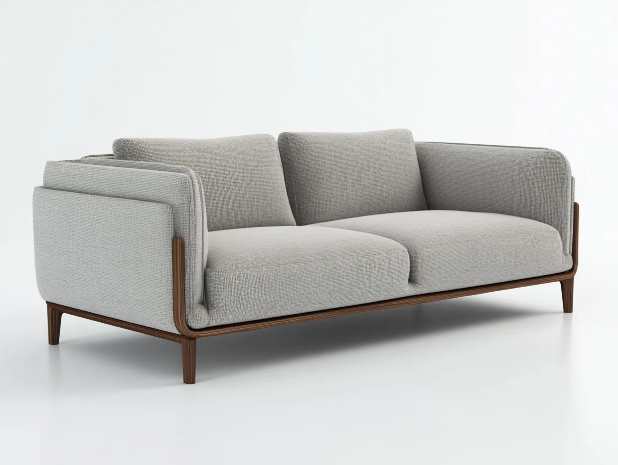 Divano a due posti - tessuto-legno - 182x90x84 cm - grigio chiaro - stile moderno-Movoranihome
