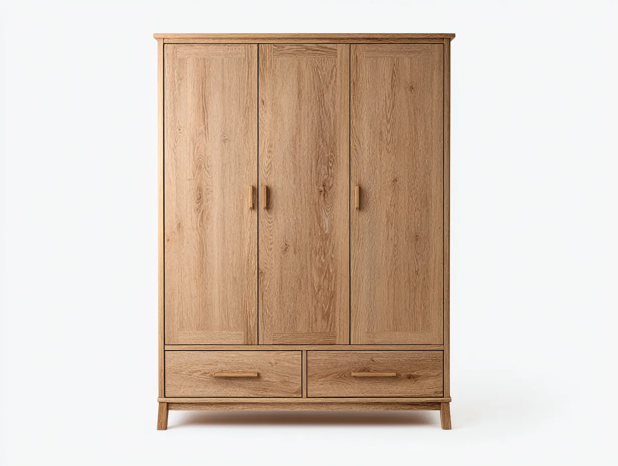 Armadio a 3 ante - legno - 146x61x196 cm - rovere caldo - stile classico moderno-Movoranihome