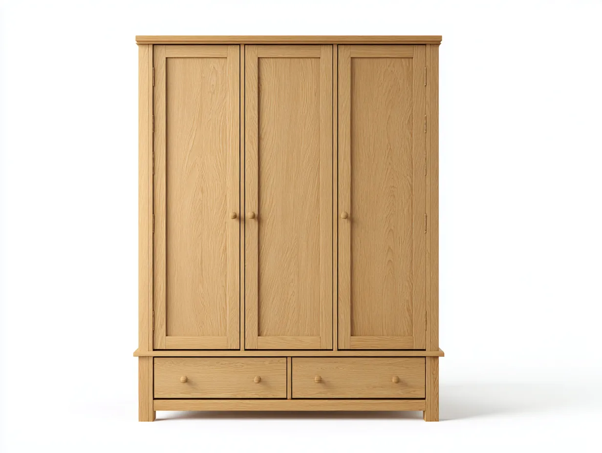 Armadio a 3 ante - legno - 142x62x195 cm - rovere chiaro - stile classico moderno-Movoranihome