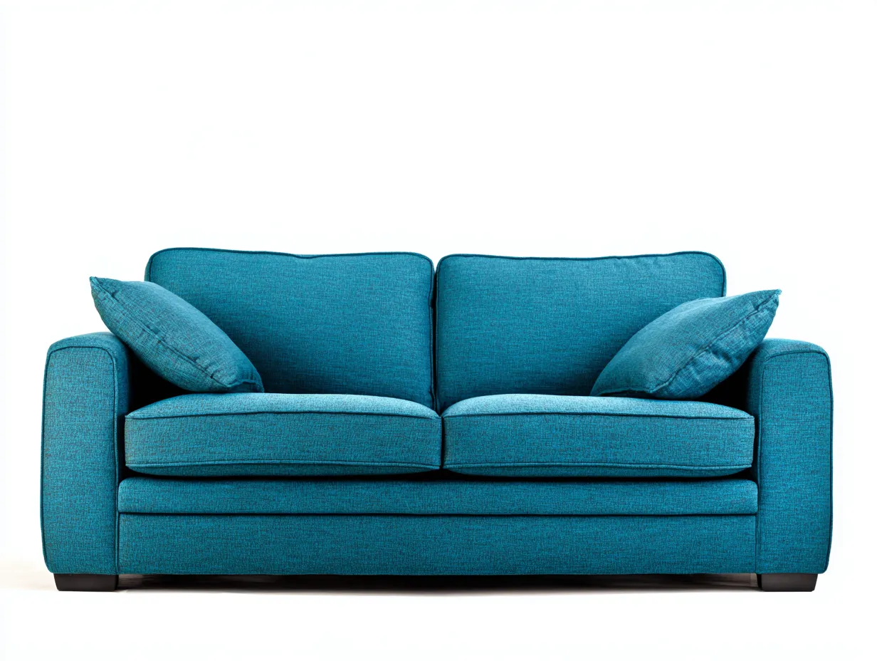Divano a due posti - tessuto-legno - 162x88x85 cm - blu turchese - stile moderno-Movoranihome