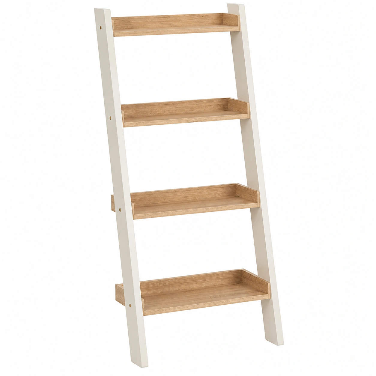 Estanteria escalera minimalista con baldas efecto madera natural-furniqoza