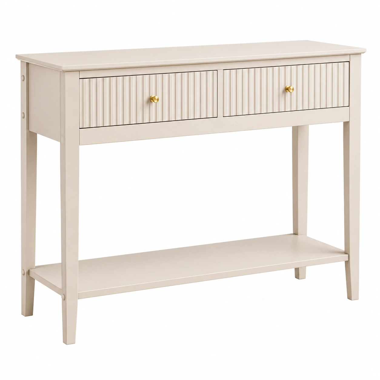 Consola Moderna Beige con Cajones Acanalados y Estante Inferior-livexoza