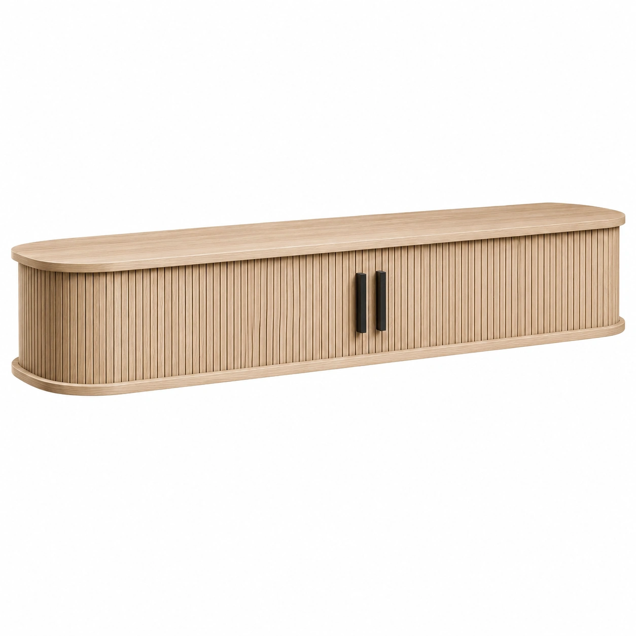 Mueble TV Flotante Moderno con Puertas Ranuradas-livexoza