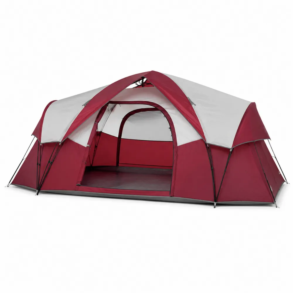 Carpa Familiar de Poliéster para 8 Personas Rojo/Gris