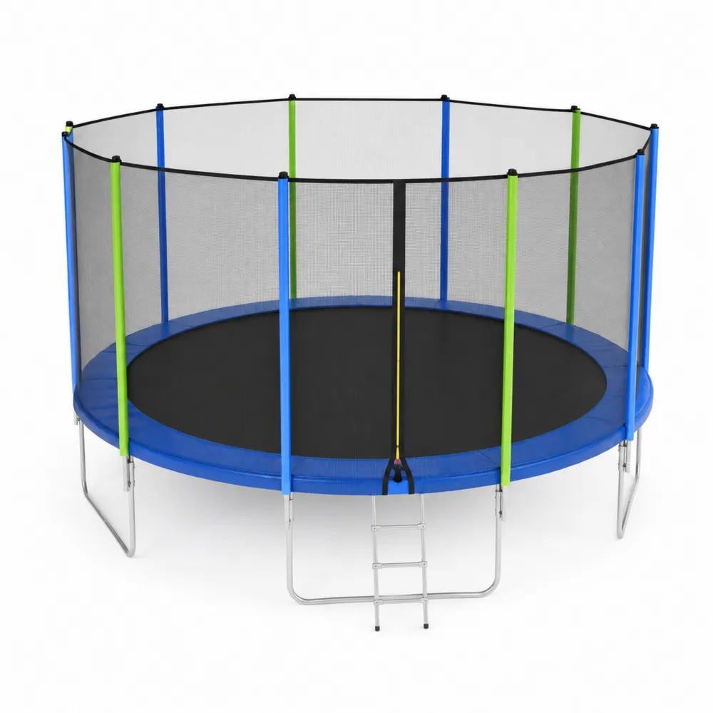 Trampolín Redondo 305 cm con Red de Seguridad y Escalera, Estructura de Metal