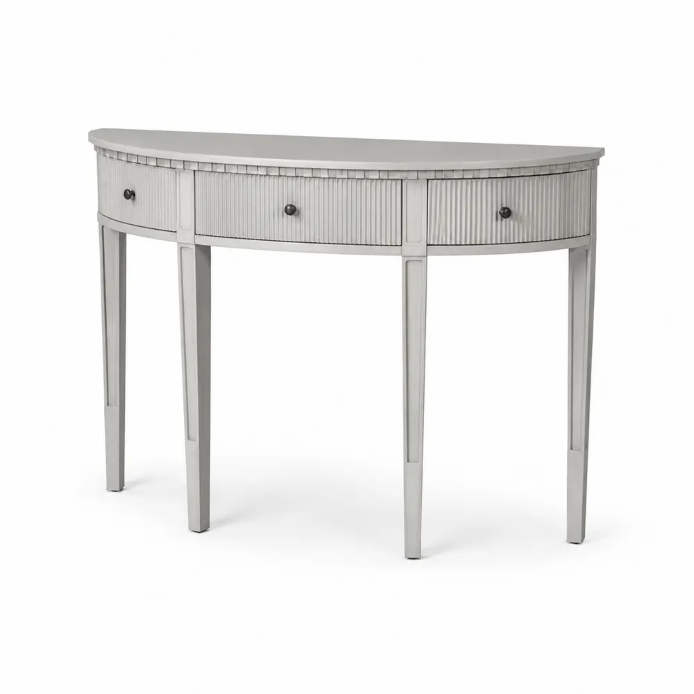 Mesa consola de madera semilunar
