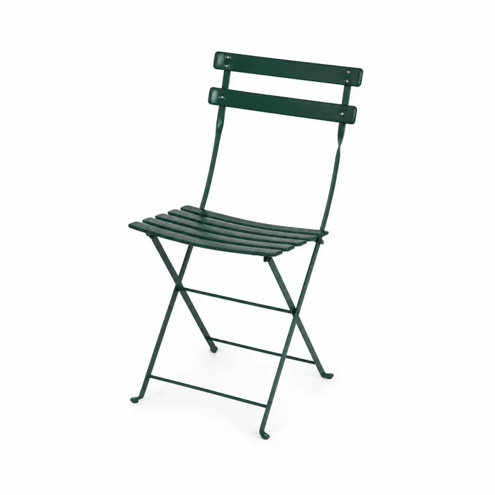 Silla plegable de metal verde