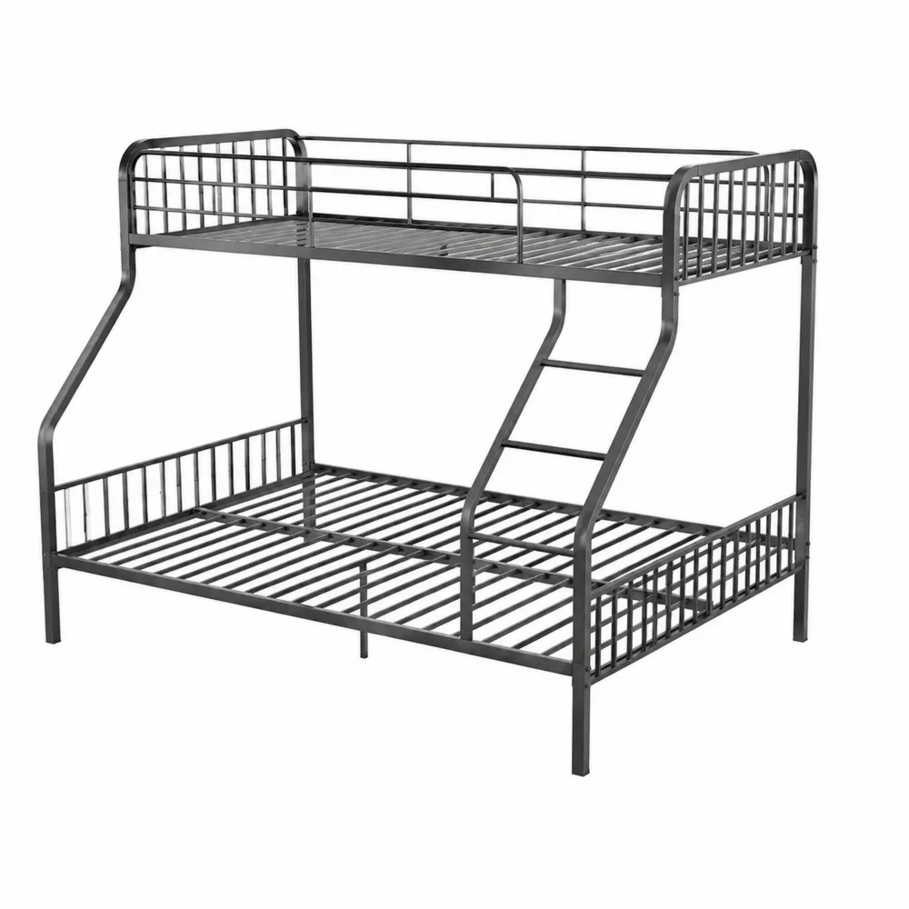 Literas de Metal Negra con Escalera Incorporada 200x140 cm