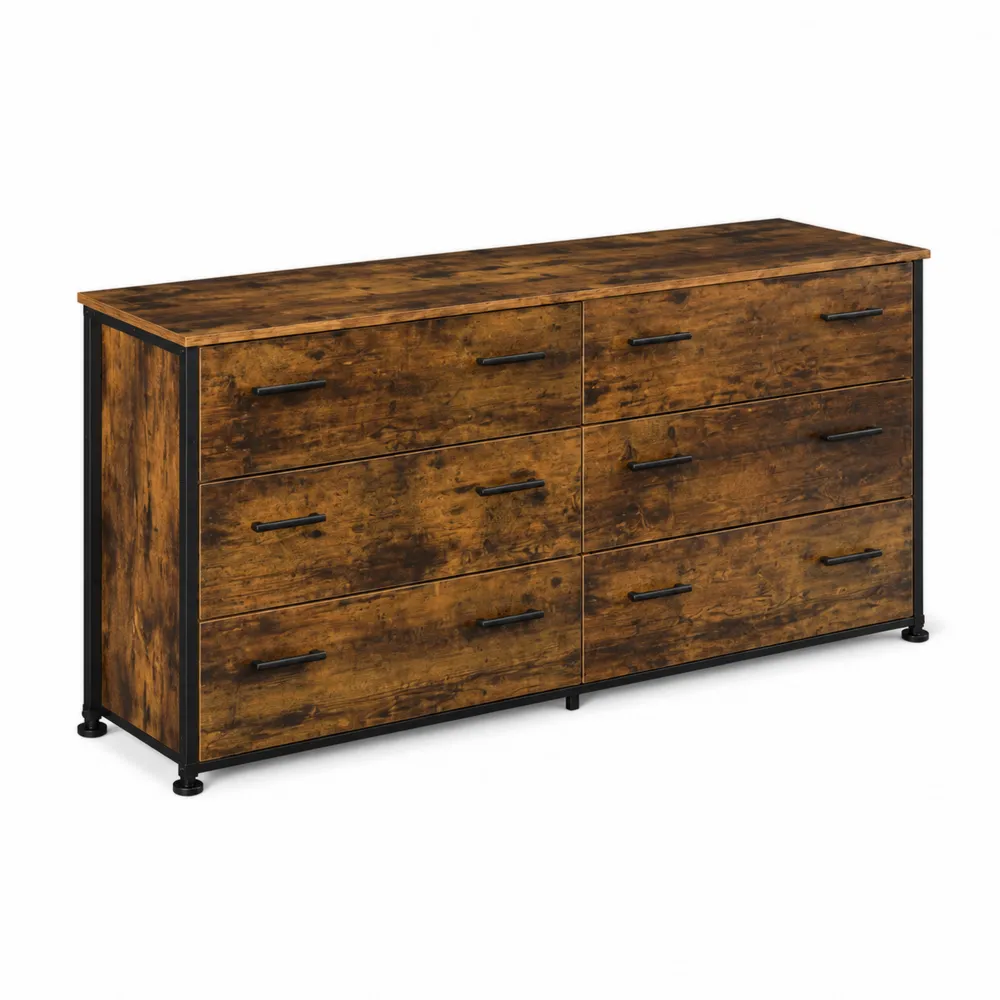 Cómoda de Madera y Metal con 8 Cajones 140x35x80cm