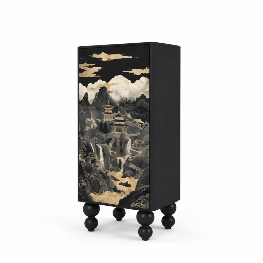 Armario de Madera MDF con Paisaje Asiático
