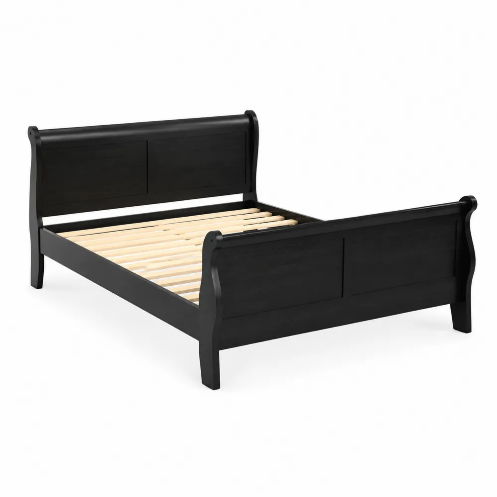 Cama de madera negra 200x150 cm
