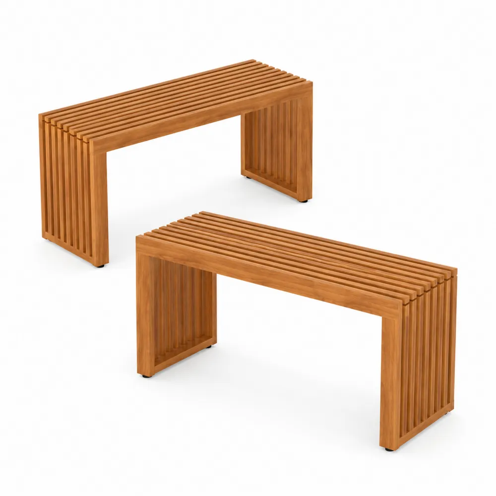 Juego de Bancos de Madera Teak 120 cm