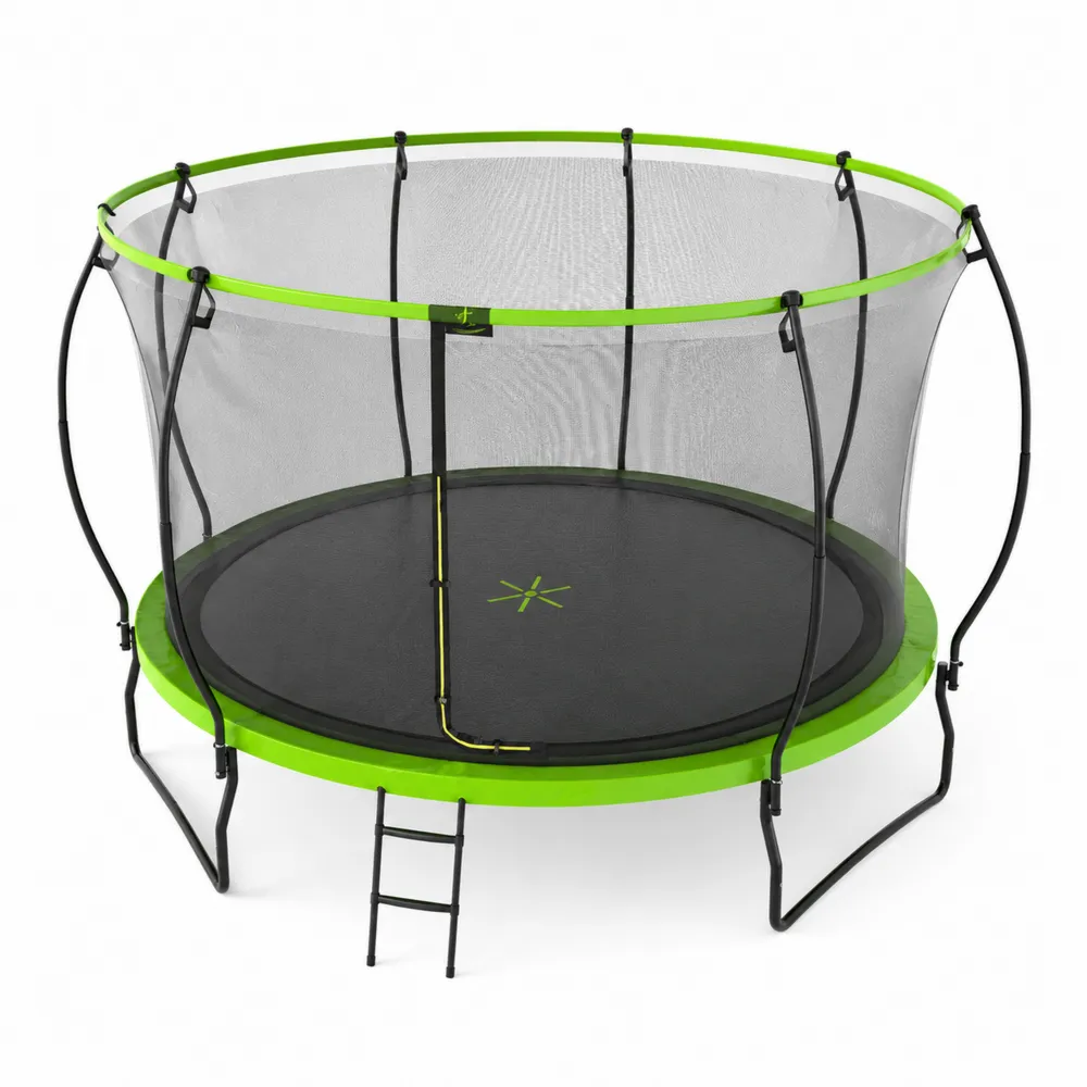 Cama elástica redonda de acero con red de seguridad y escalera 366 cm