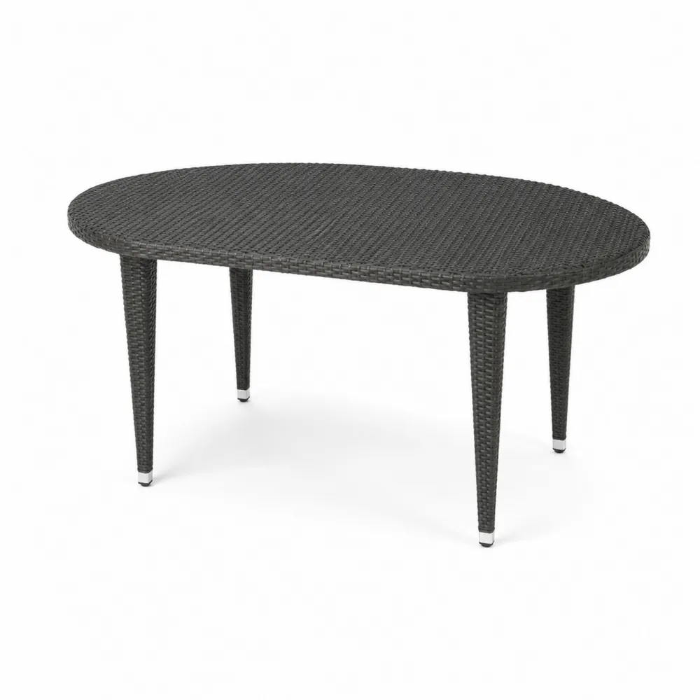 Mesa ovalada de ratán sintético Negro 160x90x75cm