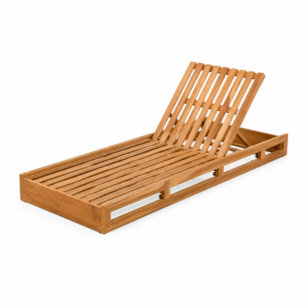 Tumbona de madera de teca ajustable para exteriores
