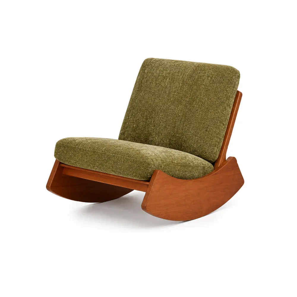 Silla mecedora de madera con cojines de poliéster