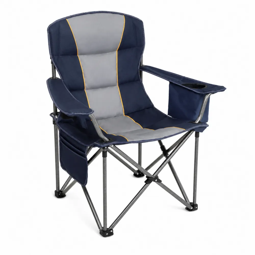 Silla plegable de lona con estructura de acero Azul/Gris
