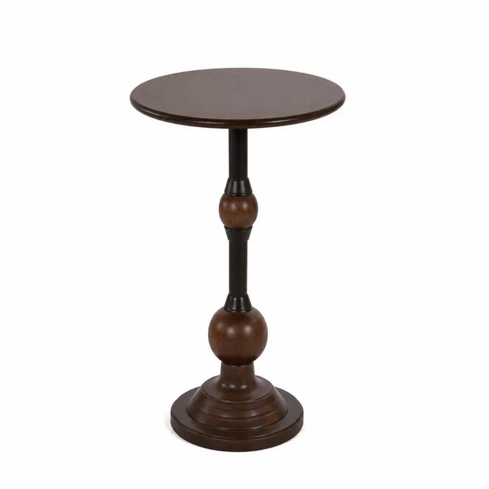 Mesa auxiliar de madera con detalles torneados