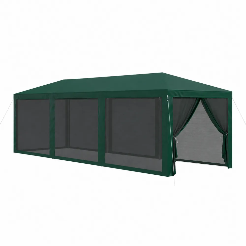 Carpa de Eventos Verde 6x3m con Estructura de Acero y Mosquiteras